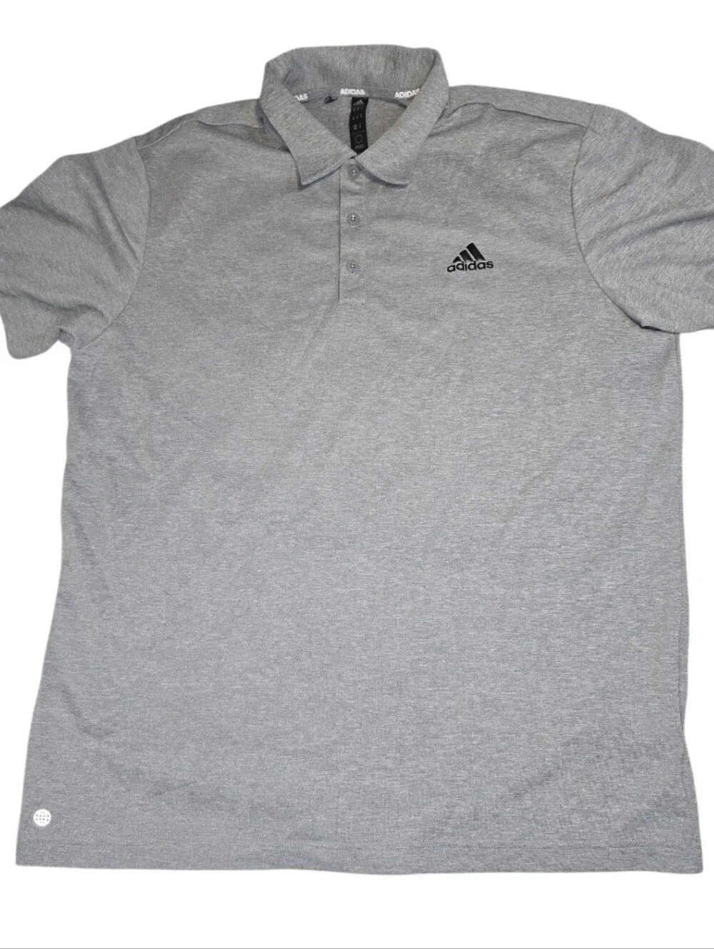 Adidas Men's Gray Polo Shirt Size M Short Sleeve Logo Golf Casual Performance